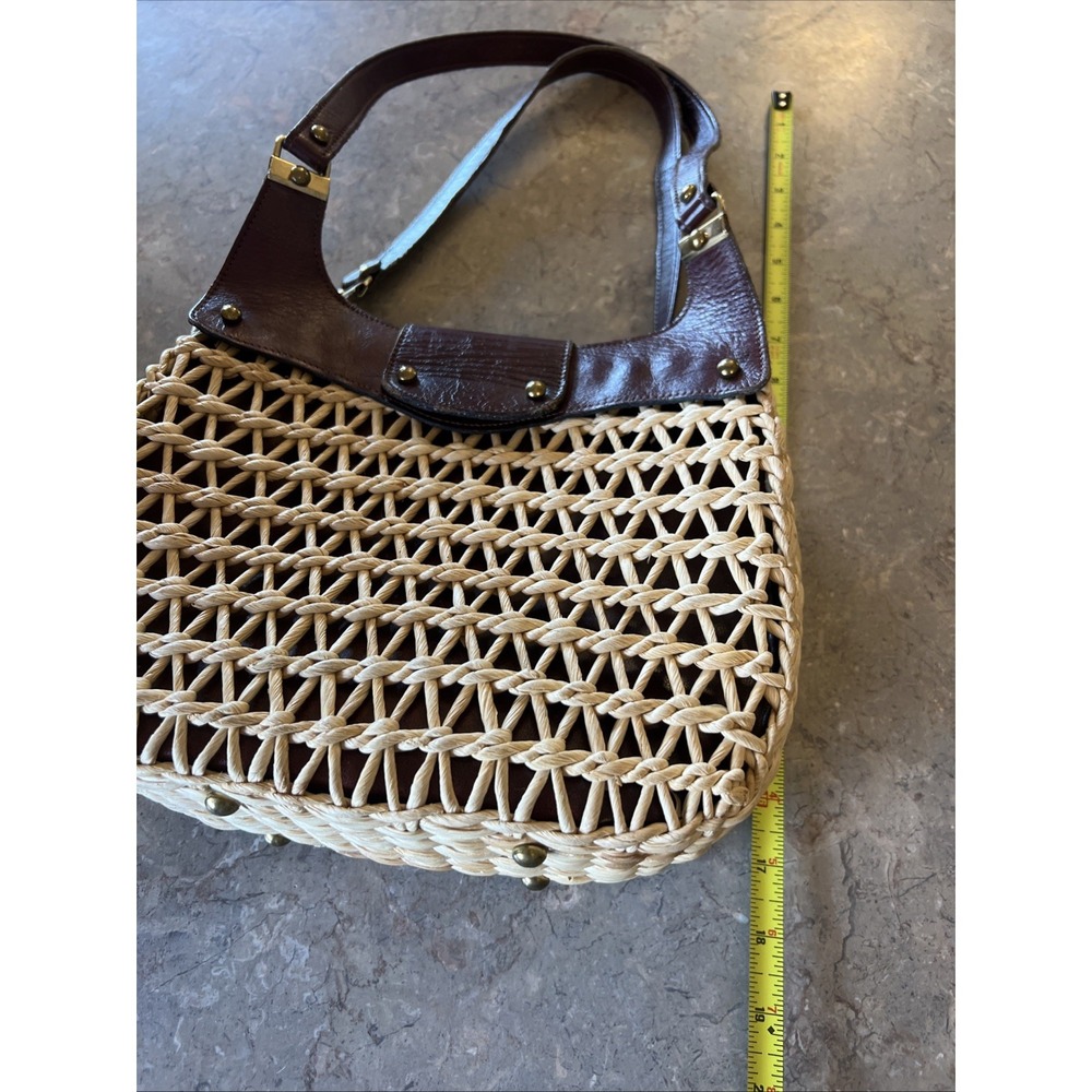 Vintage 1970's ETIENNE AIGNER Woven Wicker w/Leather Attachments - Picture 8 of 10